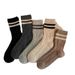 Warm Wool Cable Knit Socks For Women And Men, Striped Mid-Calf Socks, Thick Retro Style, Soft And Cozy, Perfect For Fall And Winter_vogvips.com