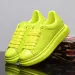 Unisex Patent Leather Glossy Platform Sneakers Lace Up Round Toe Couple Casual Walking Fashion Shoes_vogvips.com