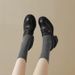 Soft Version ~ British Style Small Leather Shoes Versatile Beautiful Camellia Thick Petite High Heel Loafers_vogvips.com