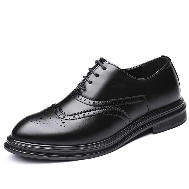Men's Classic Brogue Derby Shoes - Round Toe Formal Dress Shoes With Lace-Up Design, Comfortable Rubber Sole, Fashionable Business Casual Shoes_vogvips.com