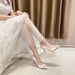 Women's Pointed Toe Stiletto Heel Wedding Shoes New Style Rhinestone White Bridesmaid Dress Shoes Plus Size 42 43_vogvips.com