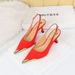3716-5 Sexy Banquet Women's With Thin High Heels, Shallow Mouth Metal Pointed Satin Hollow Back Strap Single Shoes_vogvips.com