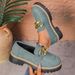 Cross-border Foreign Trade Large-size Women's Shoes, New Autumn Style, Metal Chain, Thick-soled, Fashionable, Versatile_vogvips.com