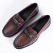 Euro Step Genuine Men's Breathable Slip-On Loafers Casual Leather Business Shoes Brown_vogvips.com
