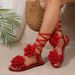 Bohemian Flat Soled Lace Up For Fashionable And Casual With A Thin Sole Heavy Duty Sandals Women_vogvips.com