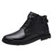 First Layer Cotton Tooling Boots High Top Leather Shoes Leather Splicing Lace Up_vogvips.com