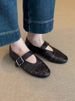 Lan Cabinet Edition ~ Ultra Soft Leather Hollow Strap Mary Jane Shoes Flat Breathable Shallow Ballet Flats_vogvips.com