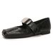 H83-1 Pig Mouth Flat One-Strap Mary Jane Leather Metal Decor Soft Sole Small Fragrance Style Spring Women's Shoes New_vogvips.com