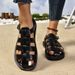 Women's Flat Sandals Cross-Border Large Size Hollow 2024 Summer European And American Hot-Selling Flat Sandals For Women_vogvips.com
