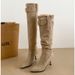 2025 Autumn Winter Korean Style New Pointed Toe Over-the-Knee Thin Heel Long Belt Buckle Suede High Boots For Women_vogvips.com