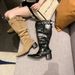 Over-the-Knee 2025 Spring And Autumn Style Apricot Suede Pointed Toe For Women Chunky Heel Slimming Pleated Slouch Boots_vogvips.com
