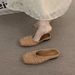 French Style Vacation Woven Niche Half Slippers For Women Outdoor 2025 Spring Summer Dress Evening Wind Closed-Toe_vogvips.com