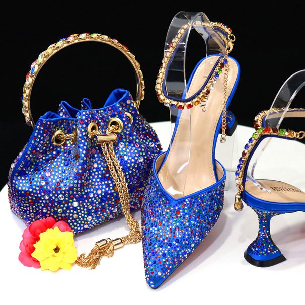 Classic Silver Pointed Toe Fashion Shoes For Women Wine Glass Heel Colorful Diamond Bucket Bag Large Size 41 42 43_vogvips.com