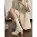 First Encounter With Ladylike Style Satin One-Strap High Heels Women's French Bow Gentle High-Heeled Mary Jane Shoes_vogvips.com