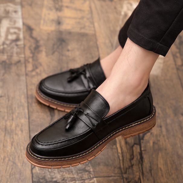 Euro Step Brogue For Men Korean Style Trendy British Slip-On Small Leather Men's Casual Business Versatile Youth Shoes_vogvips.com
