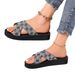 plus Size Platform Slippers for Women One Strap Crossover Casual Sandals European American Style Wholesale_vogvips.com