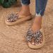 Summer Women Comfort Flip-Flop Leopard Bow Soft Thick-Soled Cloud Slippers Travel Vacation Beach Shoes New Women Sandals_vogvips.com