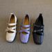 Sheepskin Version Fashionable Design Bowknot Shoes For Women Square Toe Versatile Cross Strap Low Thick Heel Single Shoes Trendy_vogvips.com