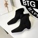 2323-1 Vintage British Style Square-Toed Ankle For Women, Suede, Back Zipper, Height-Increasing, Fashionable Stretch_vogvips.com