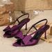 Summer New Casual Women's Shoes, Multi-color Bow-decorated High-heeled Sandals, Stiletto Pointed-toe Fashion Sandals_vogvips.com