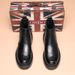 2026 Style Men's High-End British Chimney Carved Pointed Toe Short Casual Black High-Top Martin Leather Boots_vogvips.com