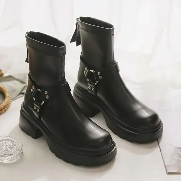 Designer Boot Sheepskin Edition~Maillard With Skirt Knight Black British Style Martin Short Boots For Women Booties 000_vogvips.com