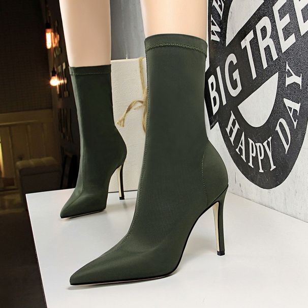 315-1 European And American Simple Women's Thin Super High Heel Sexy Nightclub Slimming Pointed Toe Lycra Stretch Short_vogvips.com