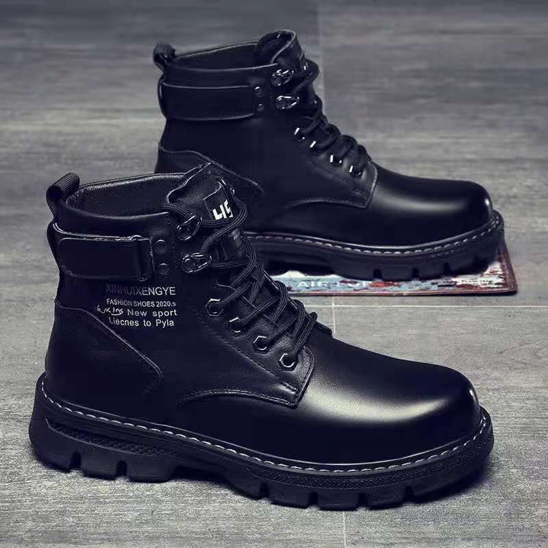 European Warm Series Men's Martin 2025 High-top British Style Black Workwear Motorcycle Boots Spring Autumn Leather Shoes Casual Versatile_vogvips.com