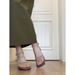 ~French Niche Design, Woven Square Exposed Toe, Straight Strap, Thick Heel, High Heels, Roman Sandals, Women's Summer_vogvips.com