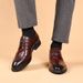 Men's shoes Business dress leather Brock carved leather men's alligator print_vogvips.com