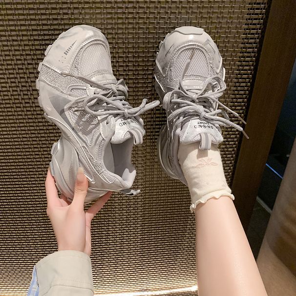 Women's Casual Platform Sneakers Breathable Mesh Chunky Athletic Shoes Trendy Style For Petite Versatile New Design_vogvips.com