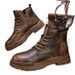 European Warm Series Martin Autumn Winter High-top British Style Casual Shoes Men's Soft Leather Brown Outdoor Work Short Boots_vogvips.com