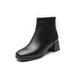 Women's Genuine Leather 2022 New Three Colors Black French Style Short Thick High Heel Spring Autumn Single Boots Fleece_vogvips.com
