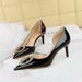 638-AK33 Banquet Women's High Heels Shallow Mouth Pointed Side Hollow Patent Leather Metal Round Water Diamond Buckle_vogvips.com