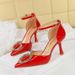 8323-K33 Fashion Pointed High Heels, Shallow Mouth Lacquered Leather Bright Surface Strap Sandals, Hollow Water Diamond_vogvips.com