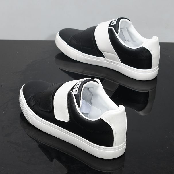Men's Velcro Strap Training Shoes, Summer Leather Breathable Soft Sole Lightweight White Sneakers, Retro Couple Sneakers_vogvips.com