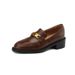Genuine Soft Single Thick Heel Metal Buckle Loafers Women 2025 New Spring French Retro Fashion Versatile Small Leather_vogvips.com