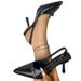 2026 New Season Pointed-toe Closed-toe Sandals For Women With Thin Heels, Metal Buckle Straps, Black, Elegant And_vogvips.com