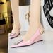 K Banquet Slope Heel Women S High Heels Shallow Mouth Pointed Hollow Back Strap Metal Square Water Diamond_vogvips.com