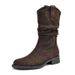 Fairy Style Ruched Slouch For Women 2025 Autumn Winter New Round Toe Slimming Chunky Heel Fashion Short Boots_vogvips.com