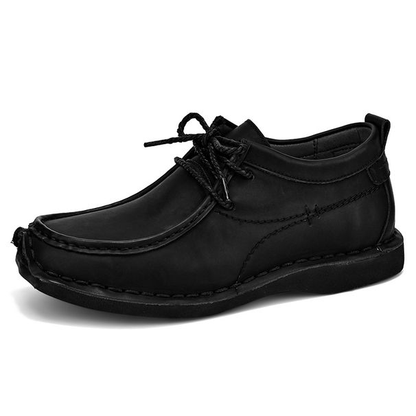 Men's Work Boots With Cushioned Insoles & Slip-Resistant Outsoles - Casual Lace-Up Leather Shoes For Business & Daily Wear (Black, Brown, Gray)_vogvips.com