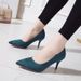 Spring Pointed Toe Stiletto High Heel Suede Single European And American Foreign Trade Large Size Slim Women S_vogvips.com
