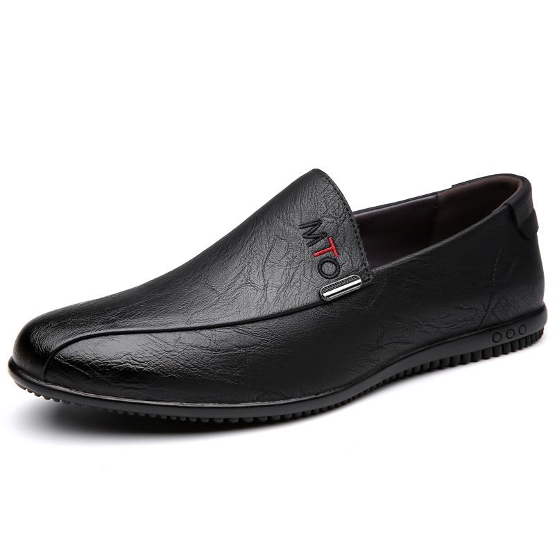 Euro Step 2025 New Men's Casual Sole Soft Leather Slip-On Loafers Lazy Driving Shoes_vogvips.com