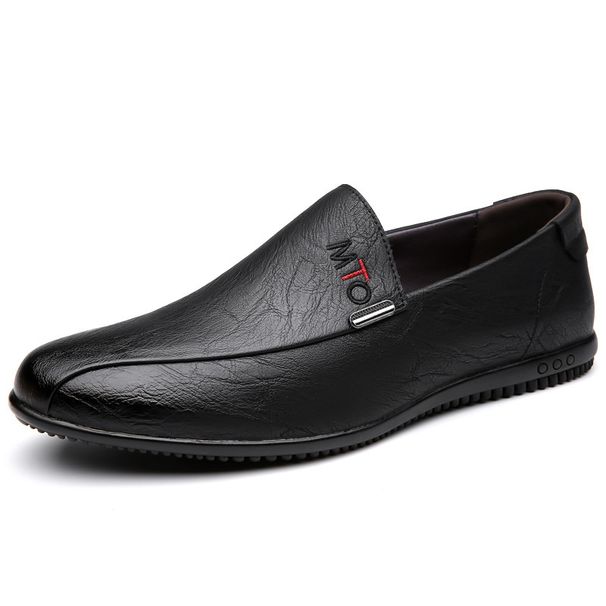 Euro Step 2025 New Men's Casual Sole Soft Leather Slip-On Loafers Lazy Driving Shoes_vogvips.com