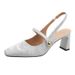 Women's Peep Toe Sandals Summer High 2025 New French Style Mary Jane Shoes Silver Strap Chunky Heels_vogvips.com