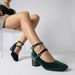 Women's 2026 Spring Autumn Fashion Pumps, Chunky Heel Square Toe Double-Buckle Office Shoes, Plus Size 34-48, Comfortable & Elegant_vogvips.com