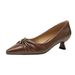 Stiletto High-heeled Shoes 2026 Spring New French Style Commuting Work Pointed Toe Mid-heel Slip-on Shallow Fashion Single Shoes_vogvips.com