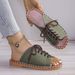 European American Large-size Peep-toe Slippers, Fashionable Lace-up Flat Casual Slippers For Women, Roman Sandals,_vogvips.com