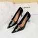 272-K72 Banquet Slim Heel Shallow Mouth Pointed Patent Leather Metal Water Diamond Buckle Single High Heel Women'_vogvips.com