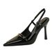 Women's Shoes Sexy Pointed Toe High Heels, Stiletto Heels, Super High Heels, Patent Leather, Metal Buckle, Open Back, And Strap._vogvips.com